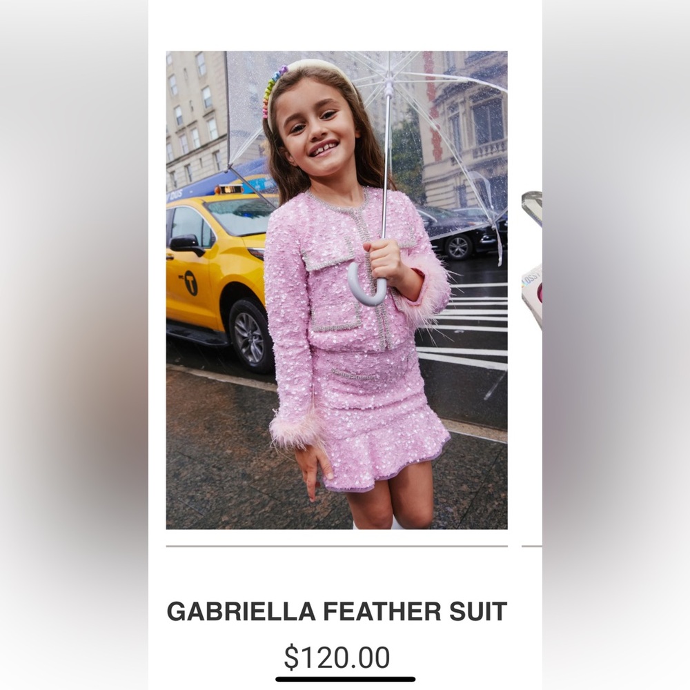 Lola and the boys size 4 feather leather suit! It’s adorable!